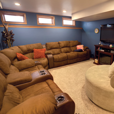 This basement was transformed into a family-friendly space.