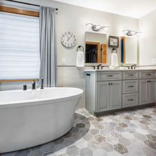 Now, this master bath is open, airy, serene, and inviting.