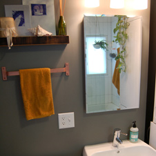 This bath remodel emphasizes natural light for a cool, calming vibe.