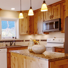 Natural wood tones highlight this rustic kitchen.